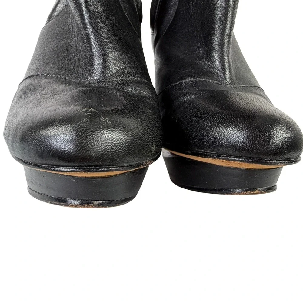 Velvet Angels OTK Leather Platform Boots High Heel Black‎ Women's EU 37 US 7